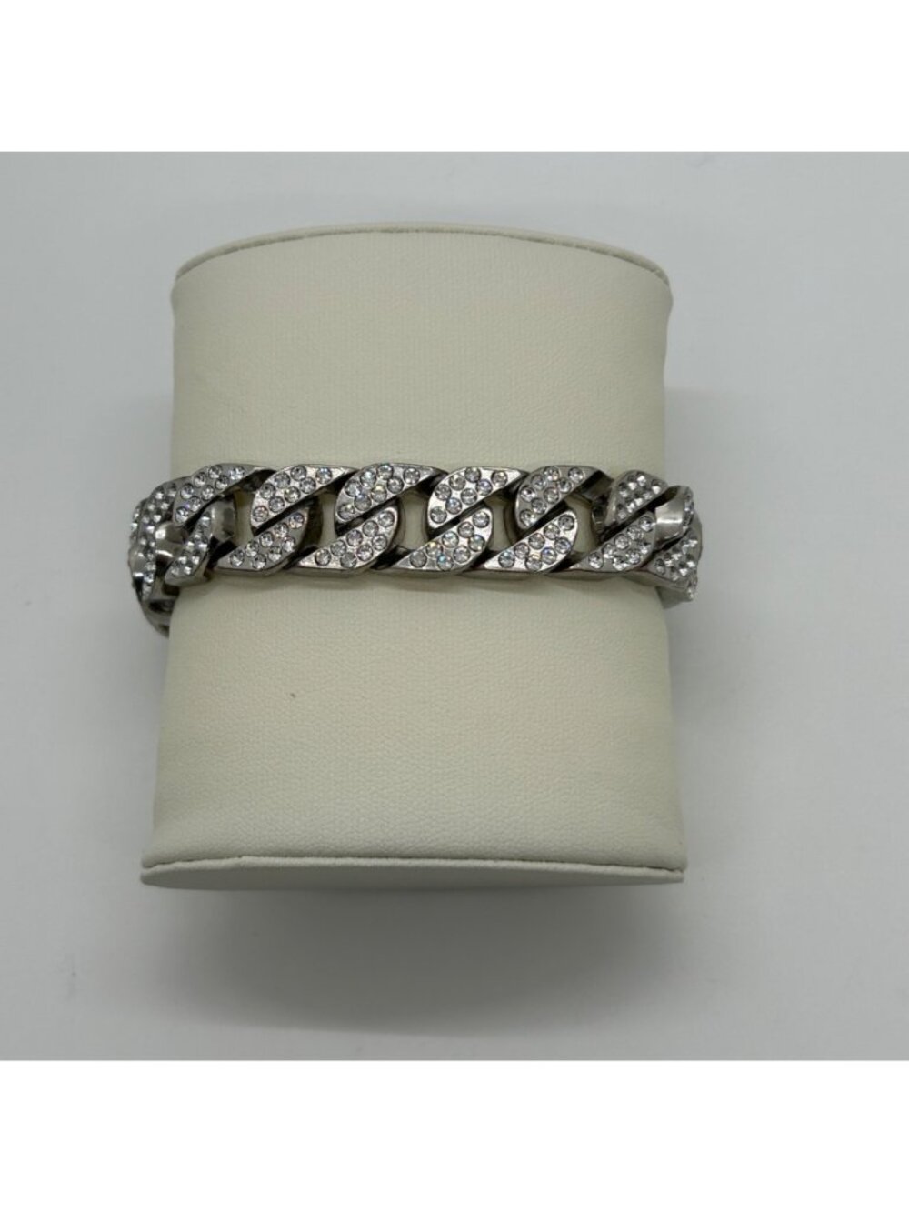 Iced Out Miami Cuban Link Bracelet Mens Hip Hop Bling Silver Tone Pave 7.5 inch - Picture 8 of 10